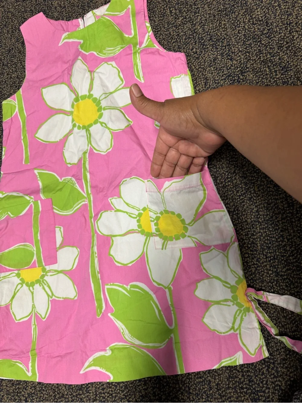 Lilly Pulitzer Girls Fresh Air Hibiscus Print Dress Shift Pink Yellow Size 8